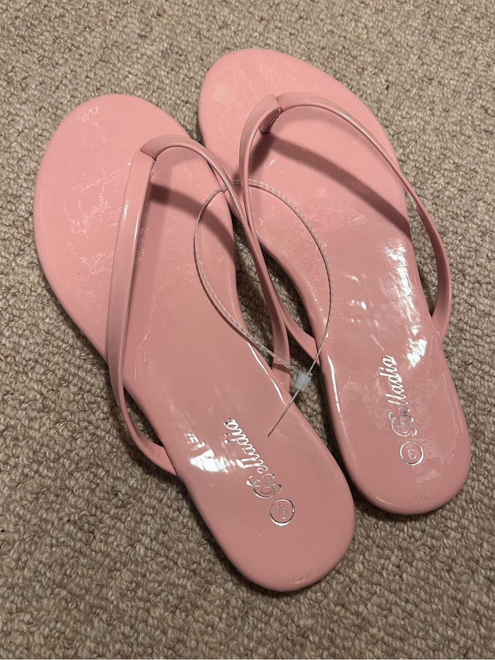 Rose Pink Glossy Flip Flop Sandals